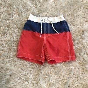 Baby gap orange blue and white swim trunks sz 2
